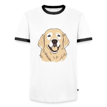 Golden Retrievers - Men's Ringer Shirt - white/black - Front - AI Model Female 172 light (172cm) & AI Model Male 178 dark (178cm)