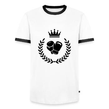 Icône Boxer - T-shirt contrasté Homme - blanc/noir - Devant - AI Model Female 172 light (172cm) & AI Model Male 178 dark (178cm)