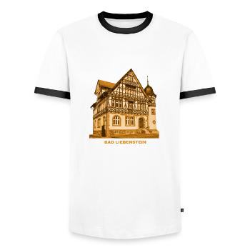 Bad Liebenstein Post Office Heilbad Thüringen - Men's Ringer Shirt - white/black - Front - AI Model Female 172 light (172cm) & AI Model Male 178 dark (178cm)
