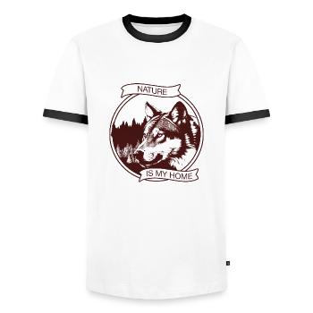 La nature est ma maison - T-shirt contrasté Homme - blanc/noir - Devant - AI Model Female 172 light (172cm) & AI Model Male 178 dark (178cm)