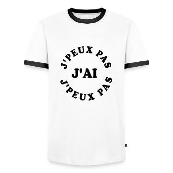 J'PEUX PAS J'AI J'PEUX PAS - T-shirt contrasté Homme - blanc/noir - Devant - AI Model Female 172 light (172cm) & AI Model Male 178 dark (178cm)