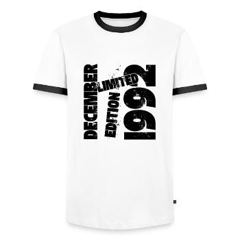 DEZEMBER 1992 LIMITIERTE AUFLAGE - Männer Kontrast-T-Shirt - Weiß/Schwarz - Vorne - AI Model Female 172 light (172cm) & AI Model Male 178 dark (178cm)
