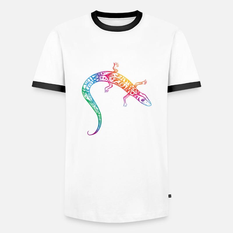 Bunte Eidechse - Männer Kontrast-T-Shirt - Weiß/Schwarz