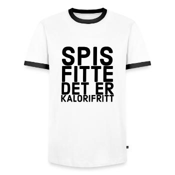Eat it's calorie free - Men's Ringer Shirt - white/black - Front - AI Model Female 172 light (172cm) & AI Model Male 178 dark (178cm)