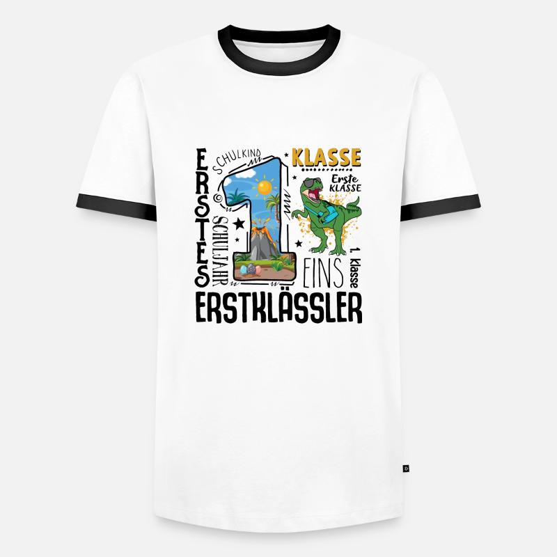 1st class Dino T-Rex - Men's Ringer Shirt - white/black