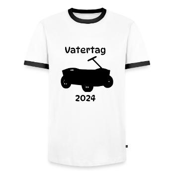 Vatertag 2024 - Männer Kontrast-T-Shirt - Weiß/Schwarz - Vorne - AI Model Female 172 light (172cm) & AI Model Male 178 dark (178cm)