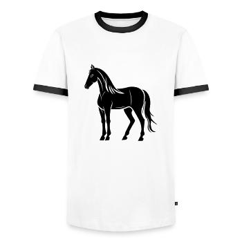 Cheval - T-shirt contrasté Homme - blanc/noir - Devant - AI Model Female 172 light (172cm) & AI Model Male 178 dark (178cm)