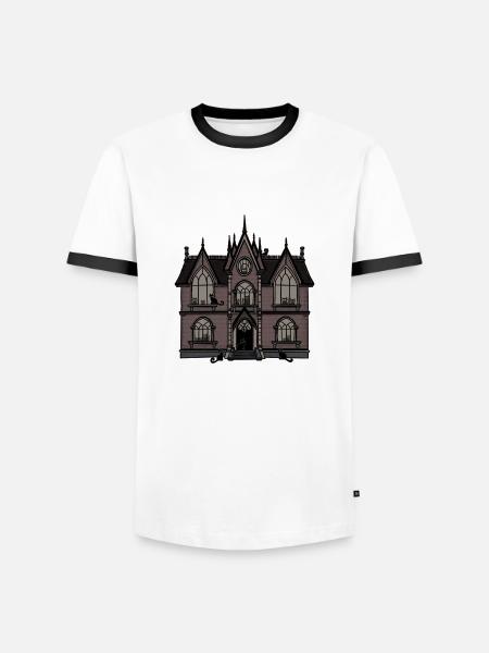 Cat Mansion - Men's Ringer Shirt - white/black