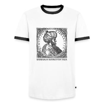 Barbaros Hayrettin Pasa - Men's Ringer Shirt - white/black - Front - AI Model Female 172 light (172cm) & AI Model Male 178 dark (178cm)