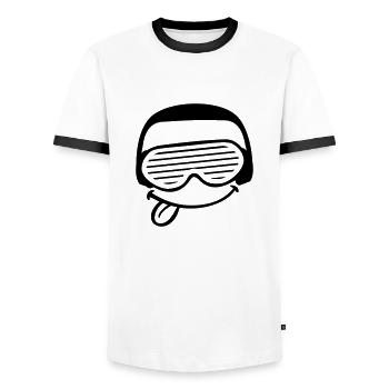 DJ Fun Gesicht Streckt Zunge Raus Party Musik Spaß - Männer Kontrast-T-Shirt - Weiß/Schwarz - Vorne - AI Model Female 172 light (172cm) & AI Model Male 178 dark (178cm)