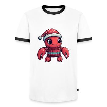 Lobster Crab Christmas - Men's Ringer Shirt - white/black - Front - AI Model Female 172 light (172cm) & AI Model Male 178 dark (178cm)
