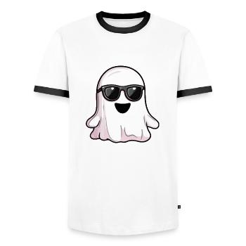 Ghost Halloween Sunglasses - Men's Ringer Shirt - white/black - Front - AI Model Female 172 light (172cm) & AI Model Male 178 dark (178cm)