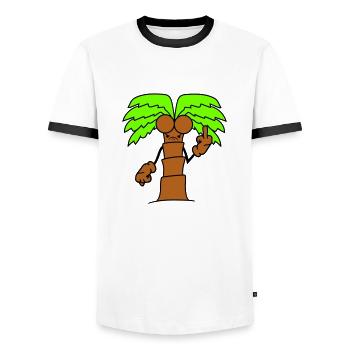 Lustige Böse Palme Zeigt Wütend Mittelfinger Comic - Männer Kontrast-T-Shirt - Weiß/Schwarz - Vorne - AI Model Female 172 light (172cm) & AI Model Male 178 dark (178cm)