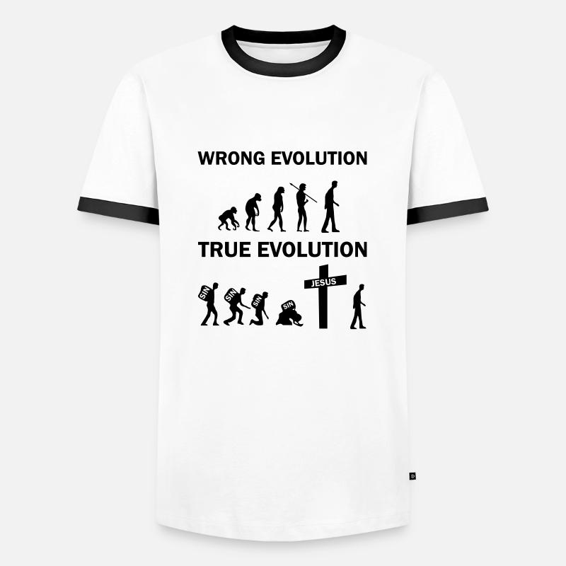 true evolution jesus - Men's Ringer Shirt - white/black