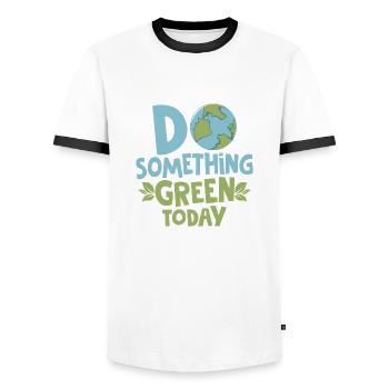 Do Something Green Today Earth Day Planet - Men's Ringer Shirt - white/black - Front - AI Model Female 172 light (172cm) & AI Model Male 178 dark (178cm)