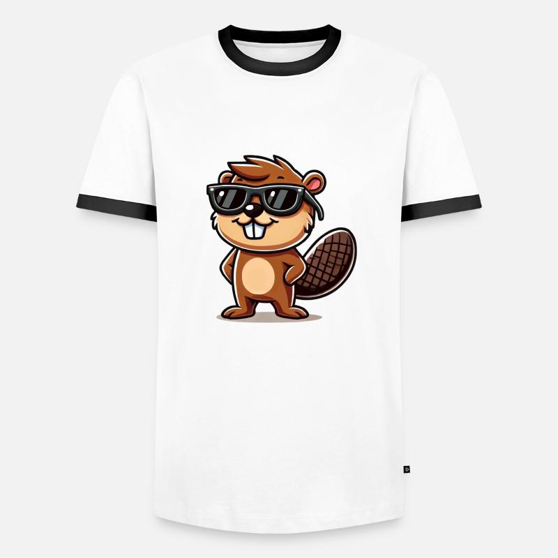 Beaver Comic Sunglasses - Men's Ringer Shirt - white/black