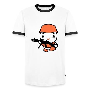 Canard Soldat Armée Militaire Professionnel Casque Pistolet Running - T-shirt contrasté Homme - blanc/noir - Devant - AI Model Female 172 light (172cm) & AI Model Male 178 dark (178cm)