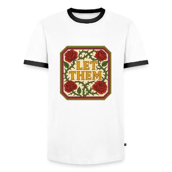 Lassen Sie sie - Männer Kontrast-T-Shirt - Weiß/Schwarz - Vorne - AI Model Female 172 light (172cm) & AI Model Male 178 dark (178cm)