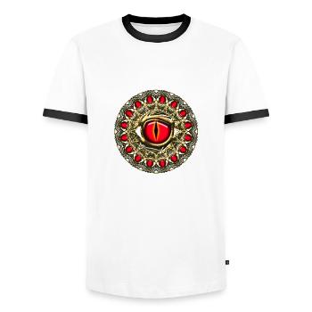 Oeil dragon Symbole magique 4 éléments puissance - T-shirt contrasté Homme - blanc/noir - Devant - AI Model Female 172 light (172cm) & AI Model Male 178 dark (178cm)