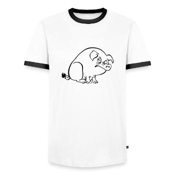 Alte Sau - Männer Kontrast-T-Shirt - Weiß/Schwarz - Vorne - AI Model Female 172 light (172cm) & AI Model Male 178 dark (178cm)