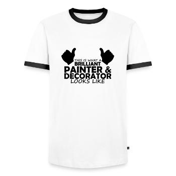 brilliant painter & decorator - Men's Ringer Shirt - white/black - Front - AI Model Female 172 light (172cm) & AI Model Male 178 dark (178cm)