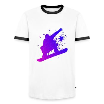 Wintersport Snowboard Snowboarder Herren Snowboard - Männer Kontrast-T-Shirt - Weiß/Schwarz - Vorne - AI Model Female 172 light (172cm) & AI Model Male 178 dark (178cm)