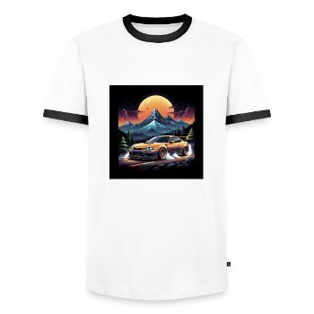 JDM Sportcar tuning Driftcar Voiture Cadeau PS - T-shirt contrasté Homme - blanc/noir - Devant - AI Model Female 172 light (172cm) & AI Model Male 178 dark (178cm)