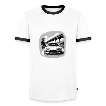 JDM Sportcar Tuning Driftcar Car Gift PS - Men's Ringer Shirt - white/black - Front - AI Model Female 172 light (172cm) & AI Model Male 178 dark (178cm)