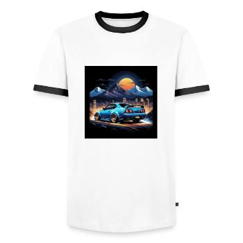 JDM Sportcar tuning Driftcar Voiture Cadeau PS - T-shirt contrasté Homme - blanc/noir - Devant - AI Model Female 172 light (172cm) & AI Model Male 178 dark (178cm)