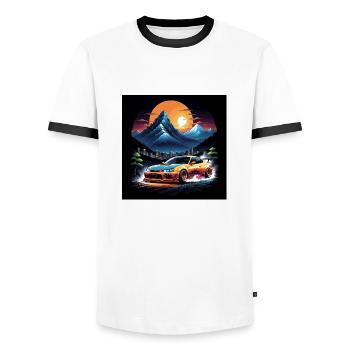 JDM Sportcar tuning Driftcar Voiture Cadeau PS - T-shirt contrasté Homme - blanc/noir - Devant - AI Model Female 172 light (172cm) & AI Model Male 178 dark (178cm)