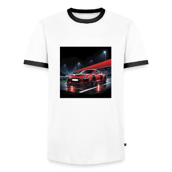Sportcar Tuning Driftcar Voiture Cadeau PS Carlove - T-shirt contrasté Homme - blanc/noir - Devant - AI Model Female 172 light (172cm) & AI Model Male 178 dark (178cm)