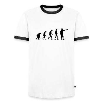 Evolution de Graffiti/ Streetart / Bombing - T-shirt contrasté Homme - blanc/noir - Devant - AI Model Female 172 light (172cm) & AI Model Male 178 dark (178cm)
