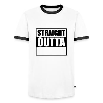 Straight outta - Männer Kontrast-T-Shirt - Weiß/Schwarz - Vorne - AI Model Female 172 light (172cm) & AI Model Male 178 dark (178cm)