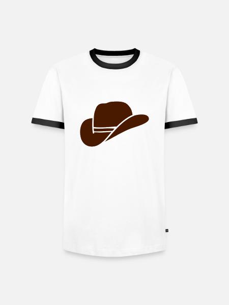 Cowboyhut - Männer Kontrast-T-Shirt - Weiß/Schwarz