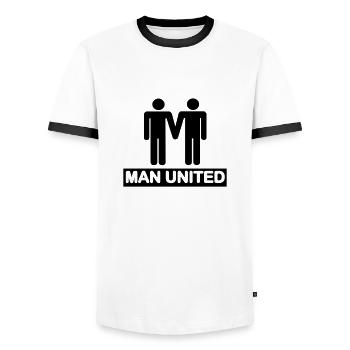Man United - Men's Ringer Shirt - white/black - Front - AI Model Female 172 light (172cm) & AI Model Male 178 dark (178cm)
