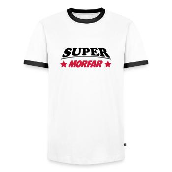 Super morfar 111 - Männer Kontrast-T-Shirt - Weiß/Schwarz - Vorne - AI Model Female 172 light (172cm) & AI Model Male 178 dark (178cm)