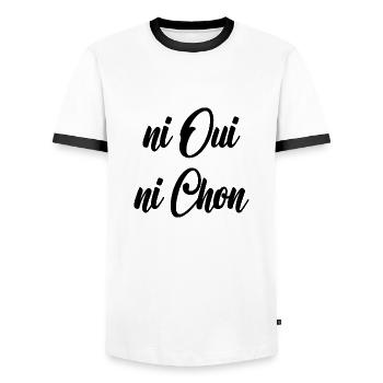 Ni oui ni chon - T-shirt contrasté Homme - blanc/noir - Devant - AI Model Female 172 light (172cm) & AI Model Male 178 dark (178cm)
