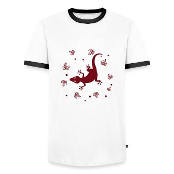 Salamandre - Animal amphibien - T-shirt contrasté Homme - blanc/noir - Devant - AI Model Female 172 light (172cm) & AI Model Male 178 dark (178cm)