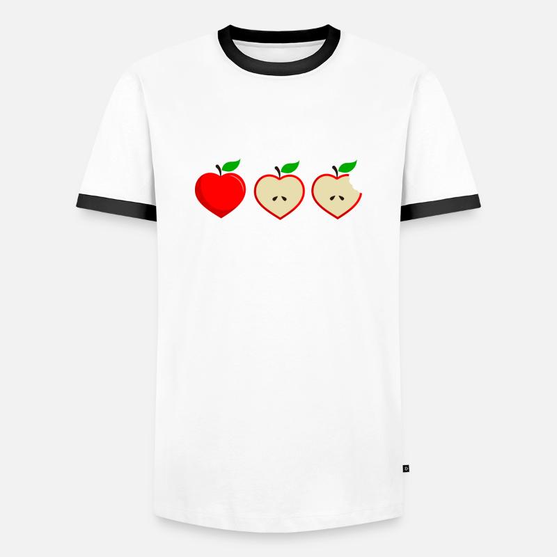 Apfel Apple Herz Set - T-shirt contrasté Homme - blanc/noir
