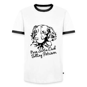 PORTRAIT DE RETRIEVER DE NOUVELLE-ÉCOSSE DUCK TOLLING - T-shirt contrasté Homme - blanc/noir - Devant - AI Model Female 172 light (172cm) & AI Model Male 178 dark (178cm)