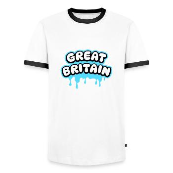 Great Britain - Men's Ringer Shirt - white/black - Front - AI Model Female 172 light (172cm) & AI Model Male 178 dark (178cm)