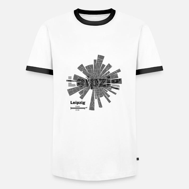 Leipzig Map - Men's Ringer Shirt - white/black
