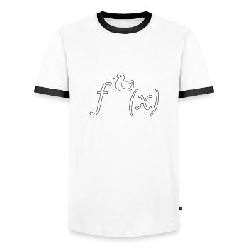 Ente Ableitung Mathe Witz (SW, ohne Text) - Männer Kontrast-T-Shirt - Weiß/Schwarz - Vorne - AI Model Female 172 light (172cm) & AI Model Male 178 dark (178cm)