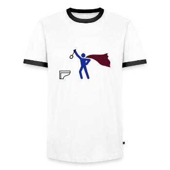 WC Bürste reinigung HEH 3 farb vektor - Männer Kontrast-T-Shirt - Weiß/Schwarz - Vorne - AI Model Female 172 light (172cm) & AI Model Male 178 dark (178cm)