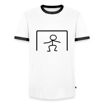 Strichmännchen Tor - Männer Kontrast-T-Shirt - Weiß/Schwarz - Vorne - AI Model Female 172 light (172cm) & AI Model Male 178 dark (178cm)