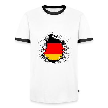 Germany Flag German Flag Used Look Home - Men's Ringer Shirt - white/black - Front - AI Model Female 172 light (172cm) & AI Model Male 178 dark (178cm)