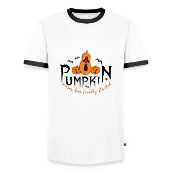 Pumpkin Halloween Bats - Men's Ringer Shirt - white/black - Front - AI Model Female 172 light (172cm) & AI Model Male 178 dark (178cm)