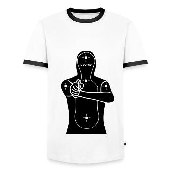 cible - T-shirt contrasté Homme - blanc/noir - Devant - AI Model Female 172 light (172cm) & AI Model Male 178 dark (178cm)