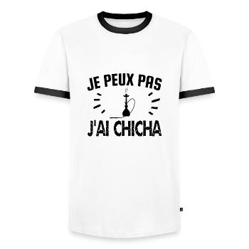je peux pas j'ai chicha - T-shirt contrasté Homme - blanc/noir - Devant - AI Model Female 172 light (172cm) & AI Model Male 178 dark (178cm)