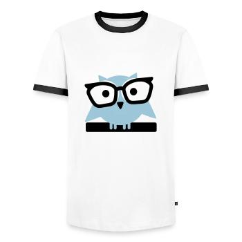 Eule mit Brille - Männer Kontrast-T-Shirt - Weiß/Schwarz - Vorne - AI Model Female 172 light (172cm) & AI Model Male 178 dark (178cm)